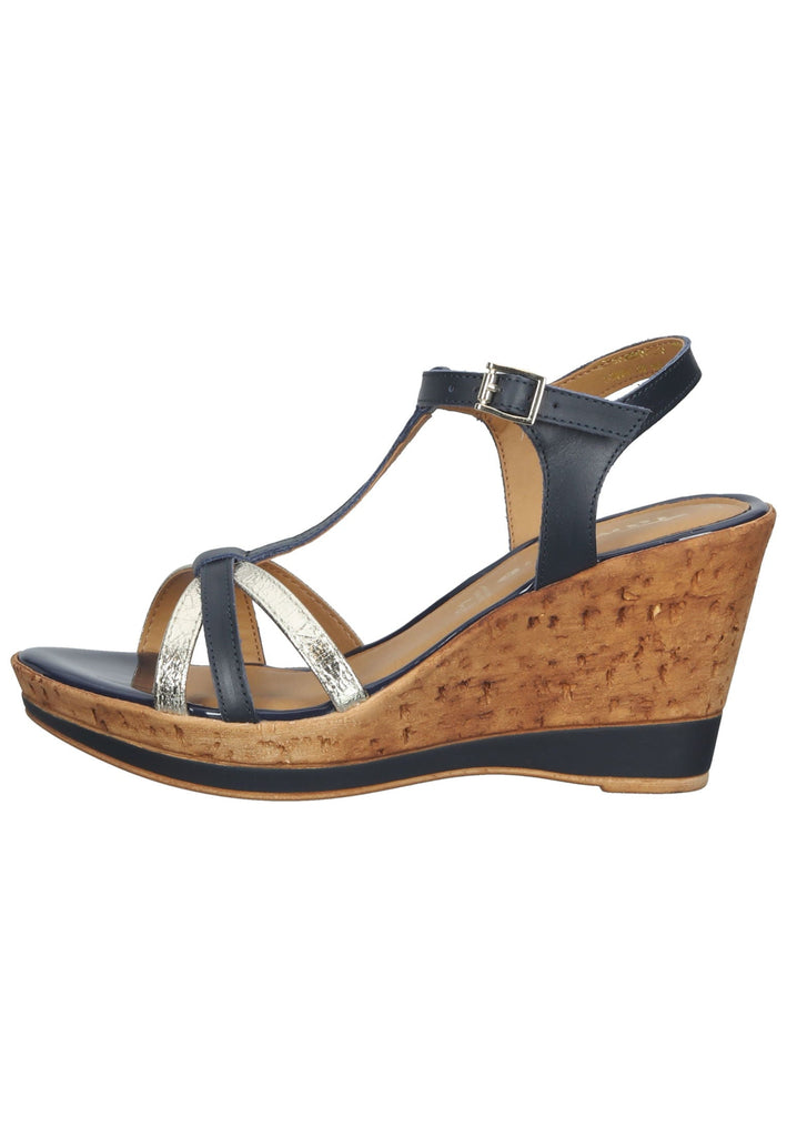 Tamaris Sandalen Leder Dunkelbau/Silber