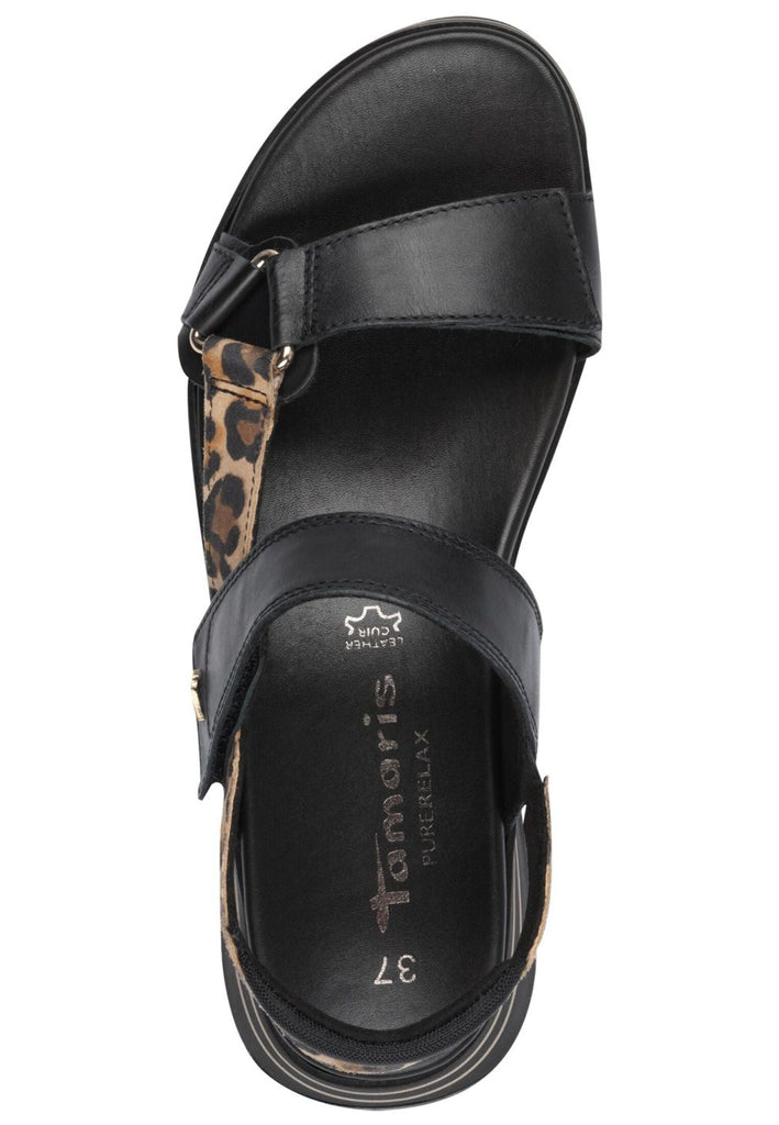 Tamaris Sandalen Leder Schwarz/Braun
