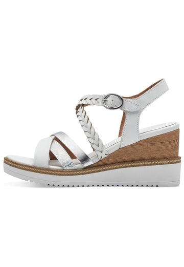Tamaris Sandalen Leder/Synthetik Weiß/Silber