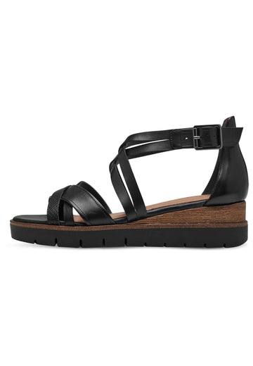 Tamaris Sandalen Leder/Textil Schwarz