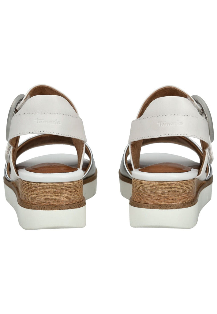 Tamaris Sandalen Leder Weiß/Silber