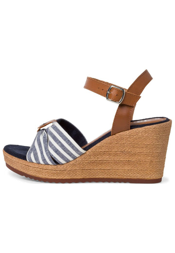 Sandalen Tamaris Sandalen Leder/Textil Braun/Blau
