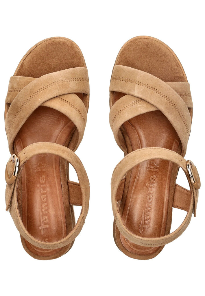 Tamaris Sandalen Veloursleder Camel