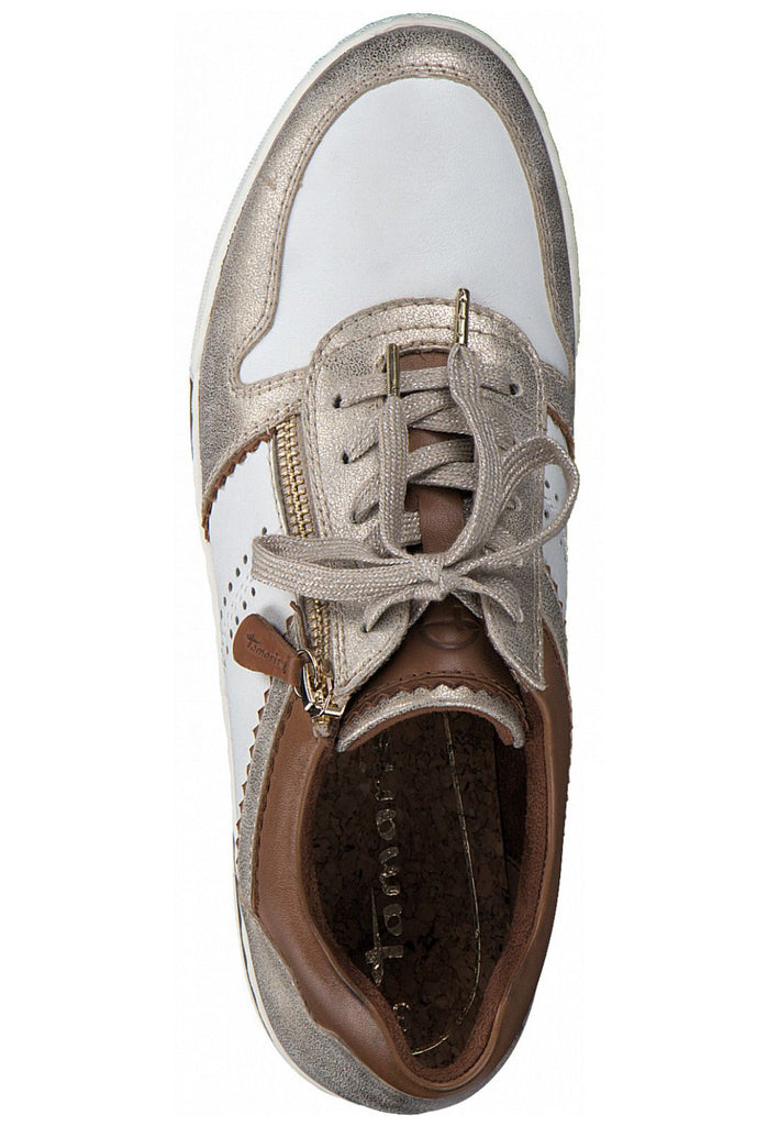 Tamaris Sneaker Leder/Synthetik Weiß/Gold