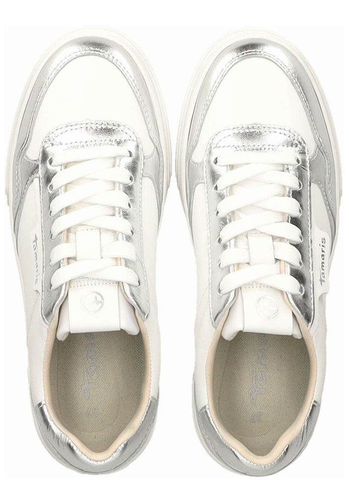 Tamaris Sneaker Leder/Synthetik Weiß/Silber