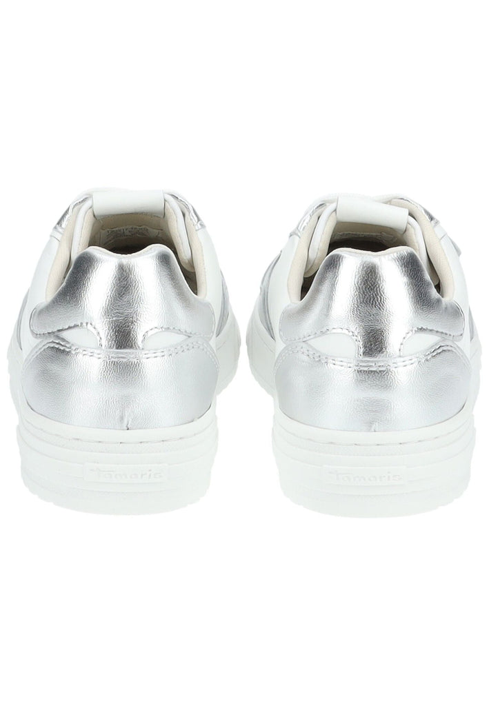 Tamaris Sneaker Leder/Synthetik Weiß/Silber