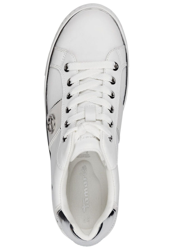Tamaris Sneaker Leder/Synthetik Weiß/Silber