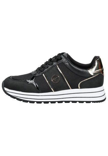 Tamaris Sneaker Lederimitat/Textil Schwarz/Gold