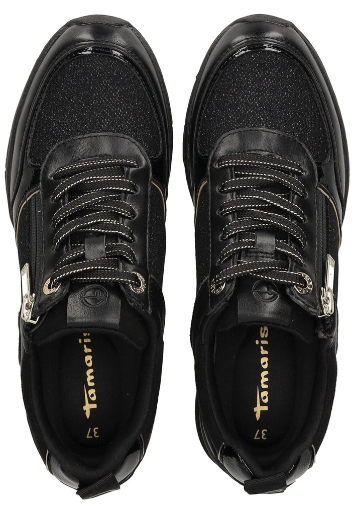 Tamaris Sneaker Lederimitat/Textil Schwarz/Gold