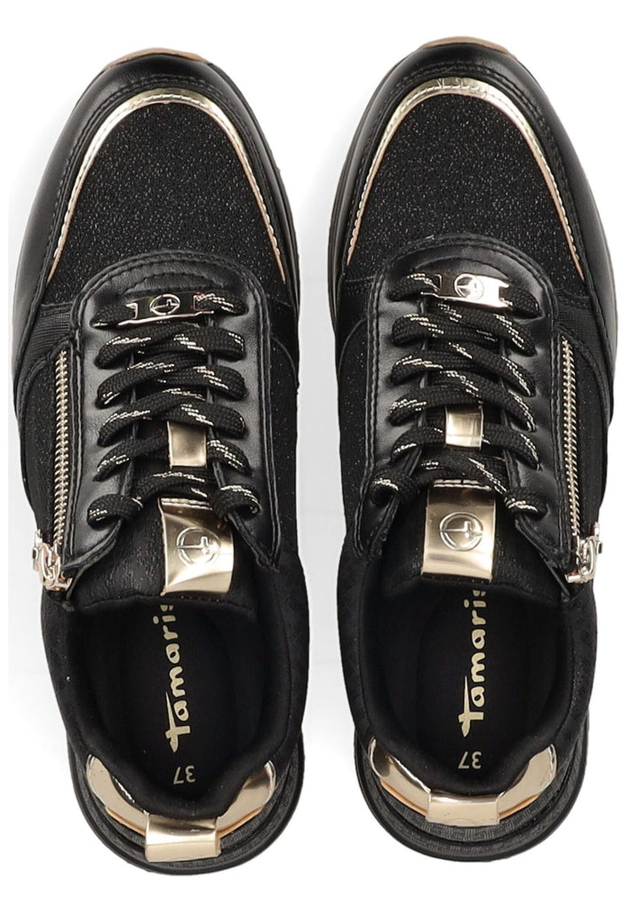 Tamaris Sneaker Lederimitat/Textil Schwarz/Gold