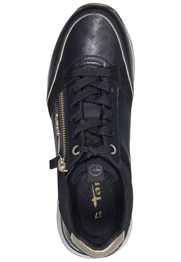 Tamaris Sneaker Lederimitat/Textil Schwarz/Gold