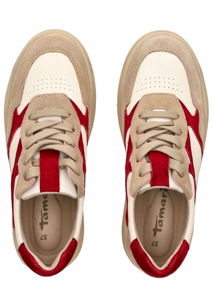 Tamaris Sneaker Veloursleder/Synthetik Beige/Rot