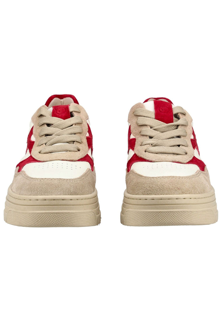 Tamaris Sneaker Veloursleder/Synthetik Beige/Rot