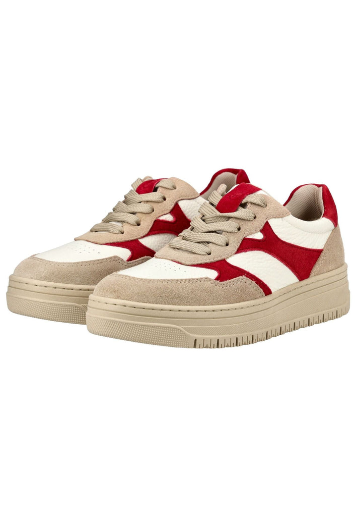 Tamaris Sneaker Veloursleder/Synthetik Beige/Rot