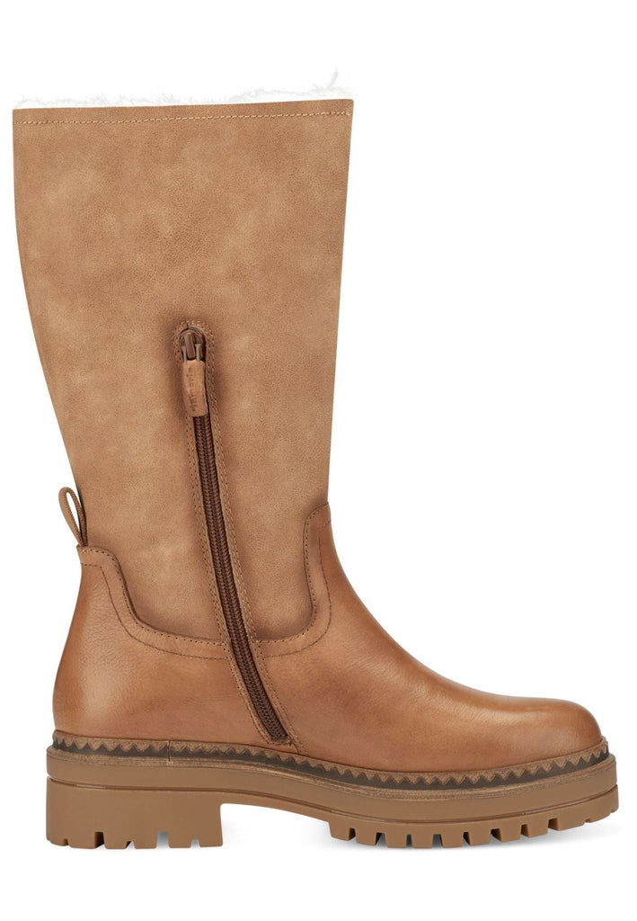 Tamaris Stiefel Leder/Textil Camel Warmfutter