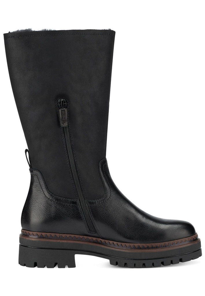Tamaris Stiefel Leder/Textil Schwarz Warmfutter