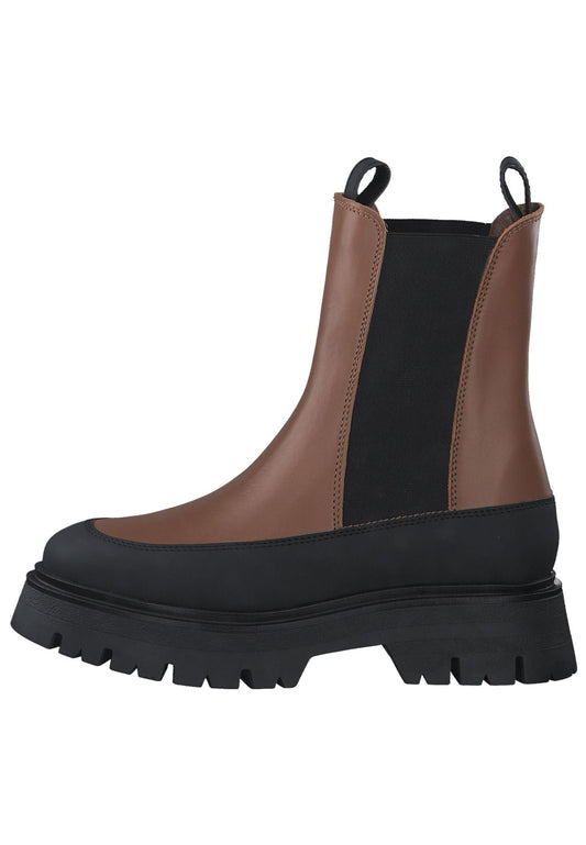 Tamaris Stiefelette Leder/Textil Braun/Schwarz