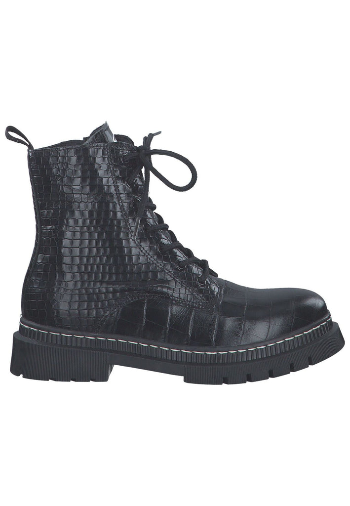 Tamaris Stiefelette Leder/Textil Croco Black