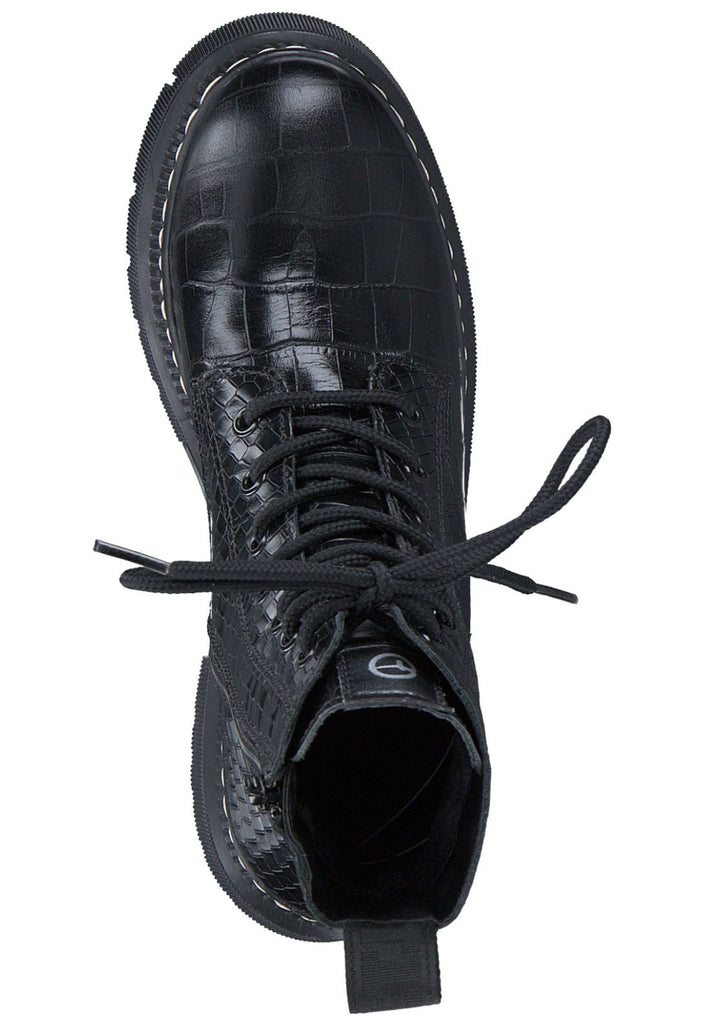 Tamaris Stiefelette Leder/Textil Croco Black