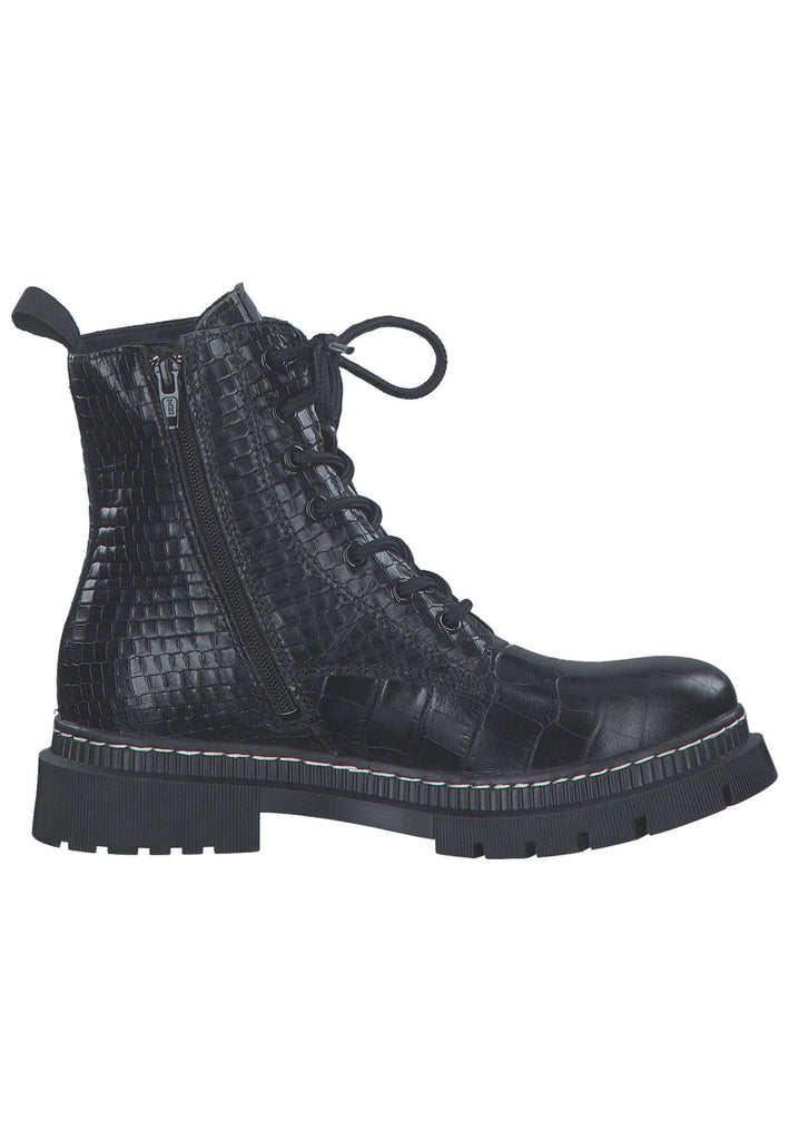 Tamaris Stiefelette Leder/Textil Croco Black