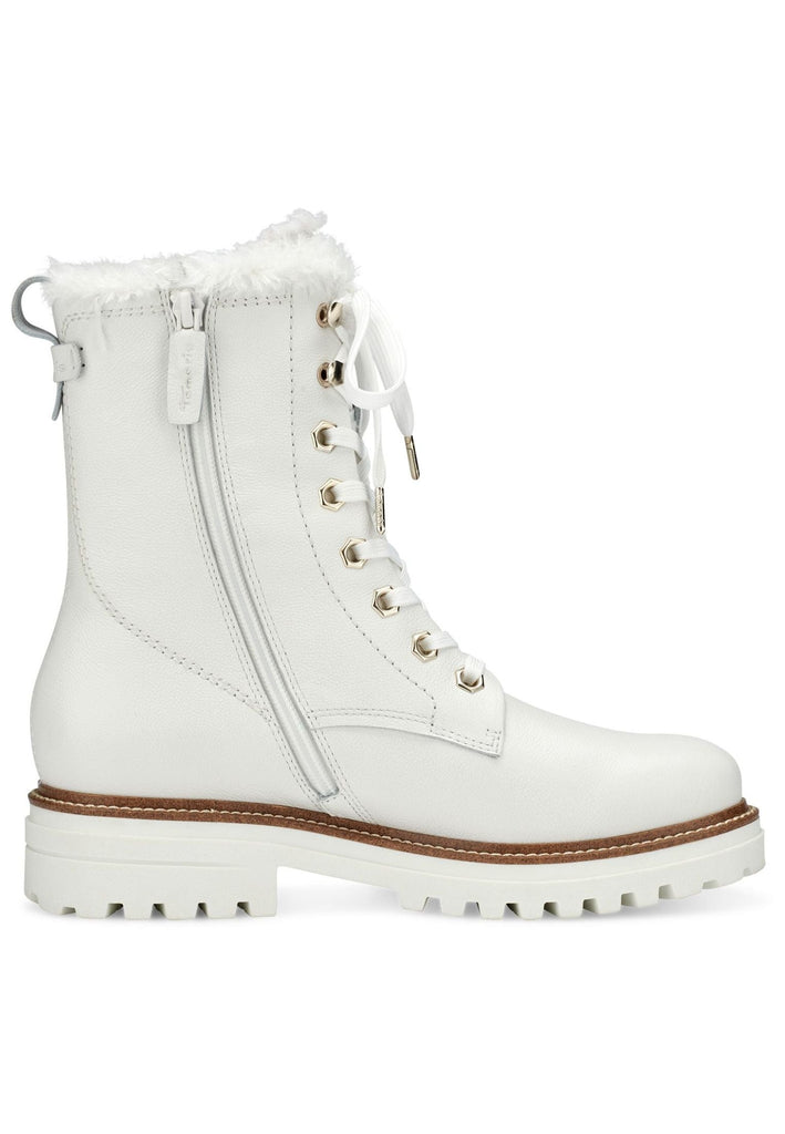 Tamaris Stiefelette Leder Weiß Warmfutter