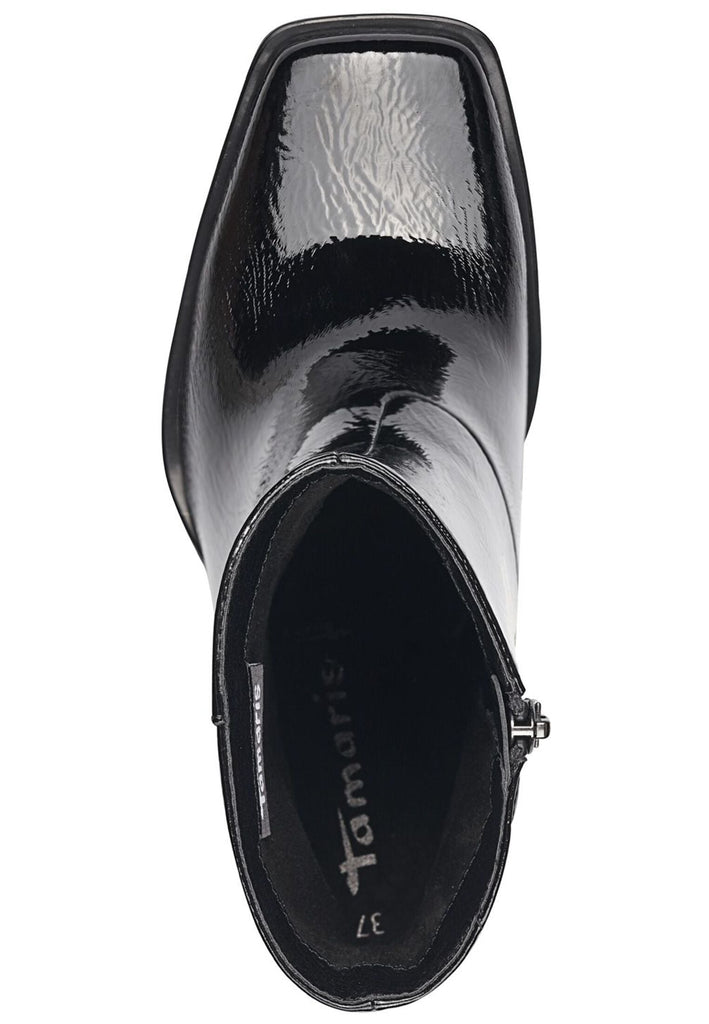 Tamaris Stiefelette Lederimitat Schwarz Lack