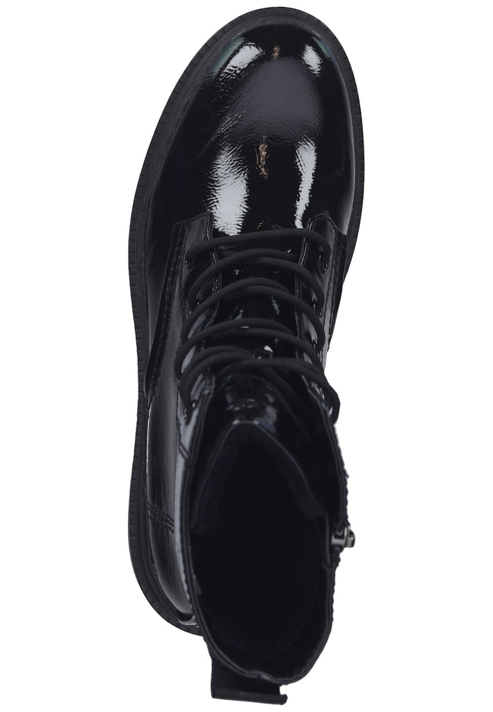 Tamaris Stiefelette Lederimitat Schwarz Lack