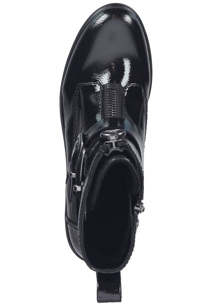 Tamaris Stiefelette Lederimitat Schwarz Lack