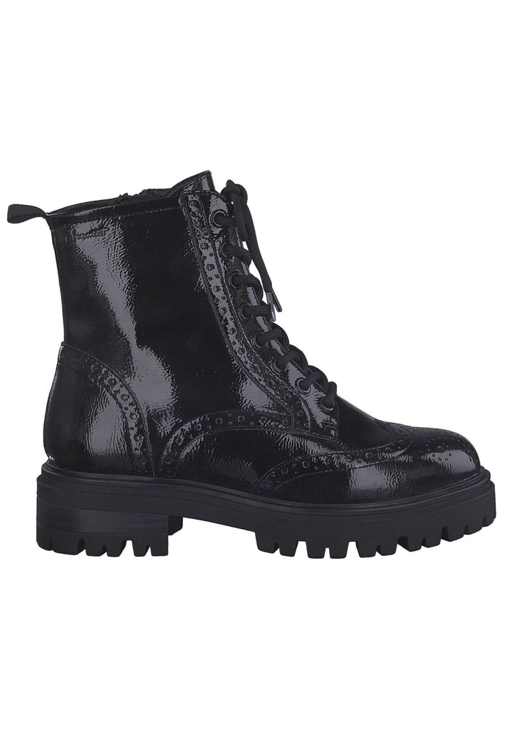 Tamaris Stiefelette Lederimitat Schwarz Lack