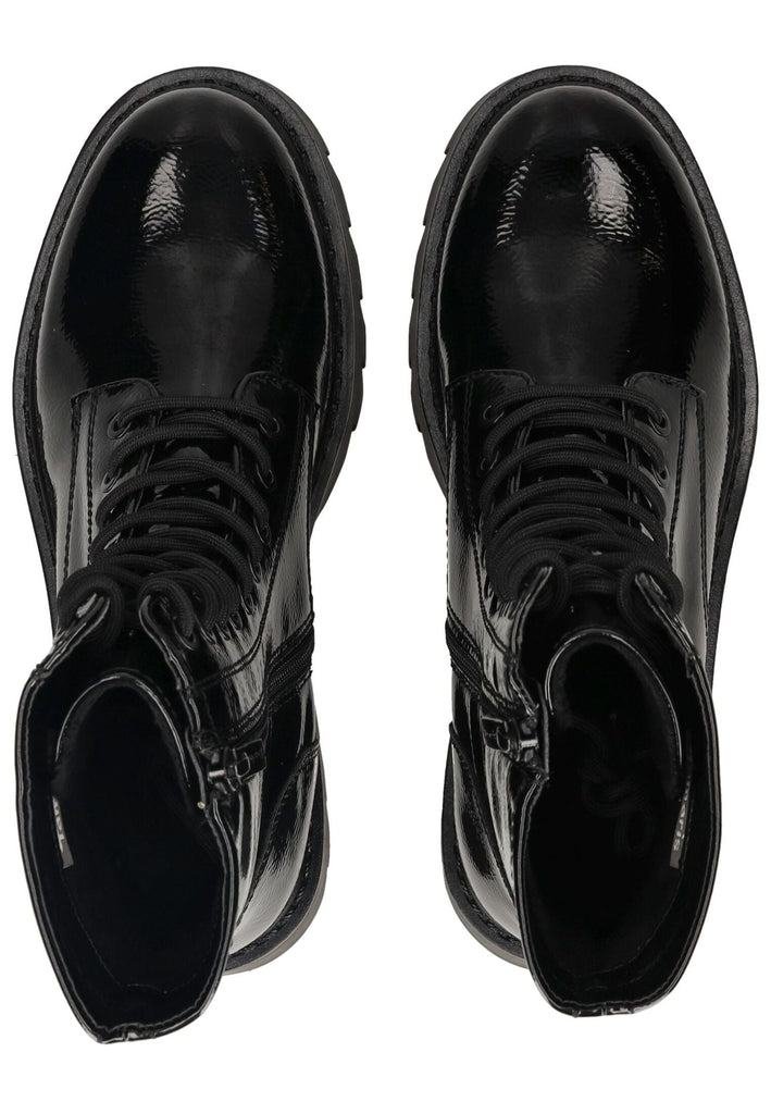 Tamaris Stiefelette Lederimitat Schwarz Lack Warmfutter