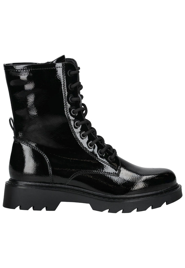 Tamaris Stiefelette Lederimitat Schwarz Lack Warmfutter
