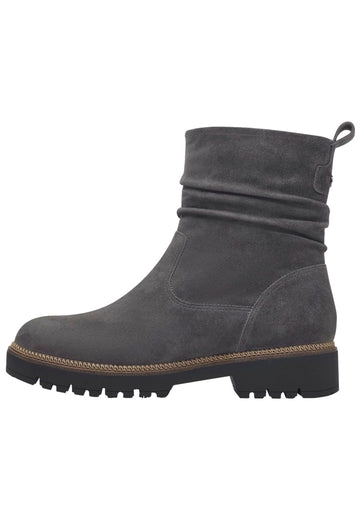 Stiefeletten Tamaris Stiefelette Leder Dunkelgrau Warmfutter
