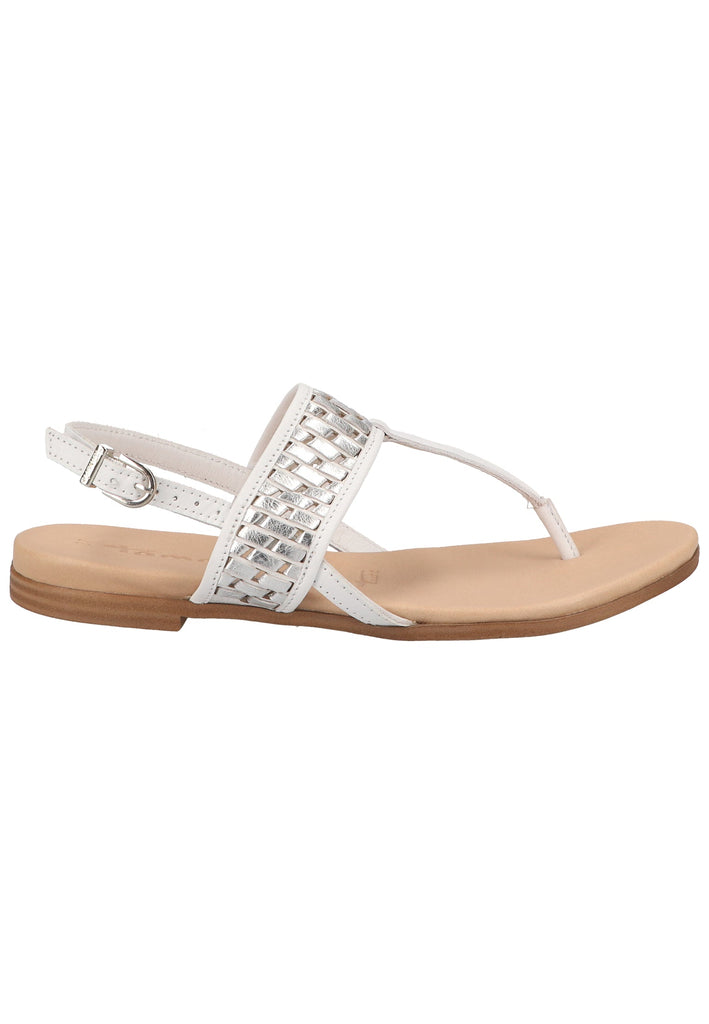Tamaris Zehensteg Leder Weiß/Silber