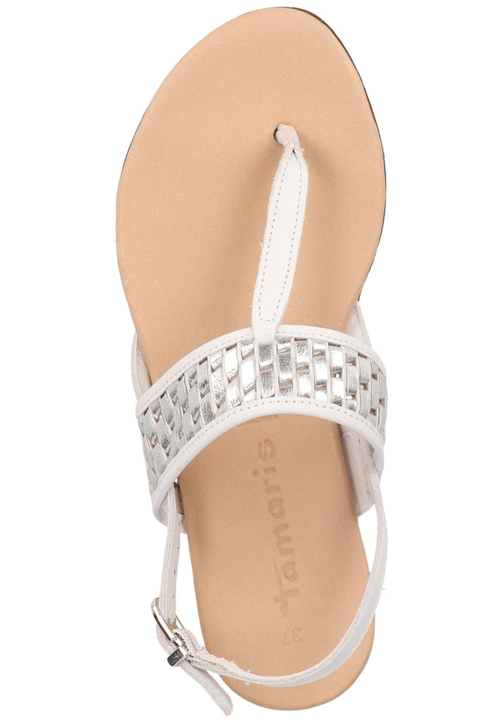 Tamaris Zehensteg Leder Weiß/Silber