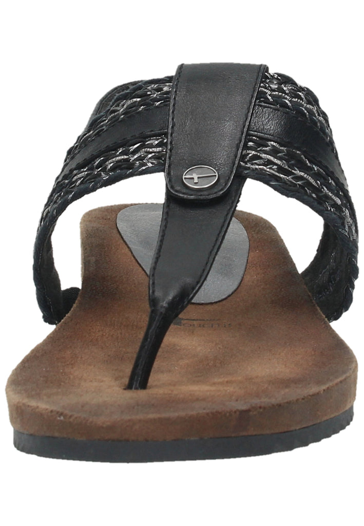 Tamaris Zehensteg Lederimitat/Textil Schwarz Kombi