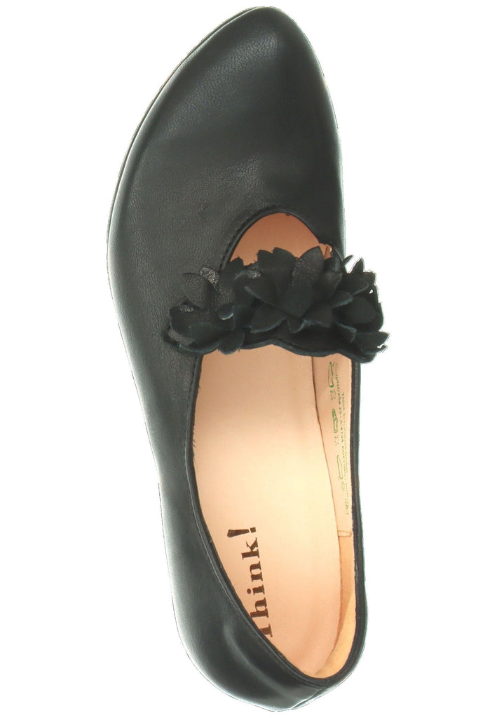 Think! Ballerinas Leder/Textil Schwarz Kombi