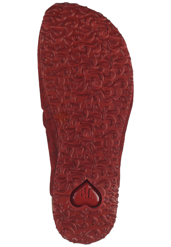 Think! Pantoletten Lammfell Rot