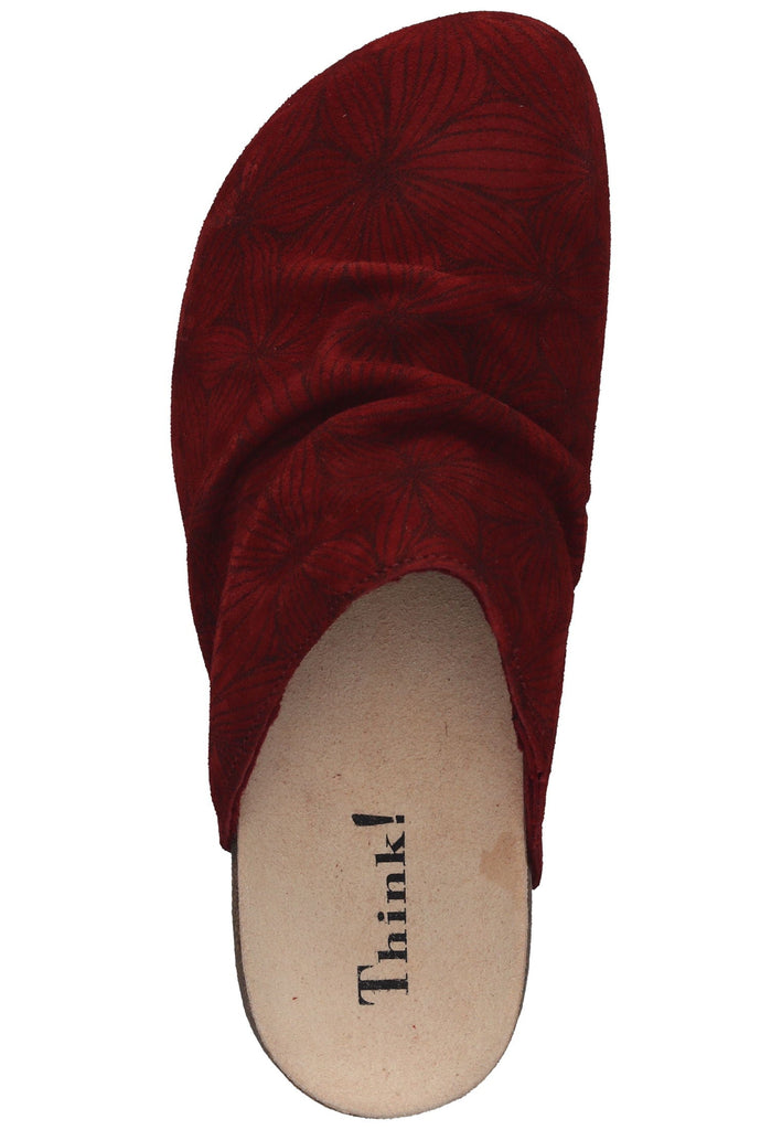 Think! Pantoletten Lammfell Rot