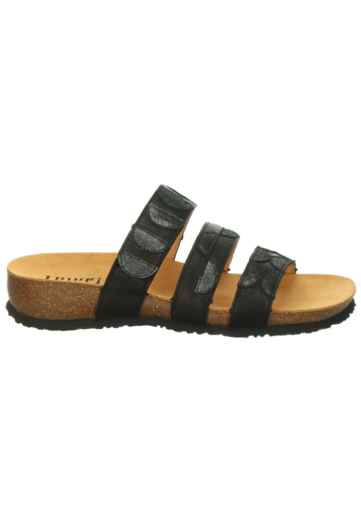 Think! Pantoletten Leder Schwarz Kombi