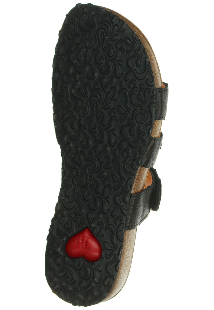 Think! Pantoletten Leder Schwarz Kombi