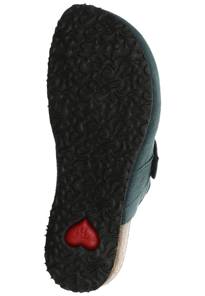 Think! Pantoletten Veloursleder Dunkelgrün