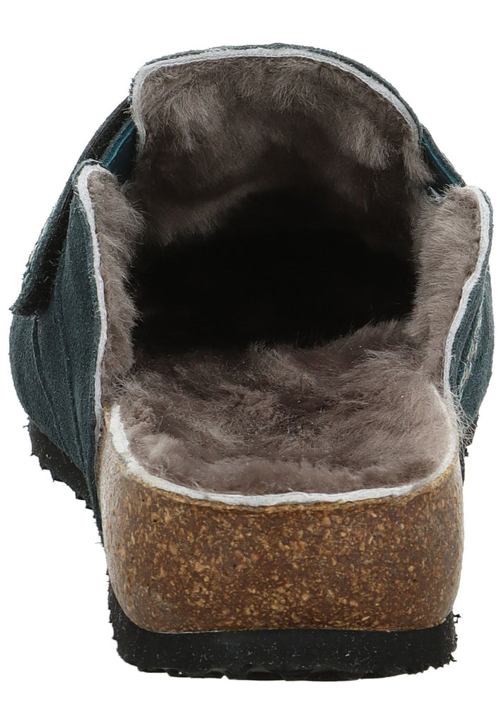 Think! Pantoletten Veloursleder Dunkelgrün