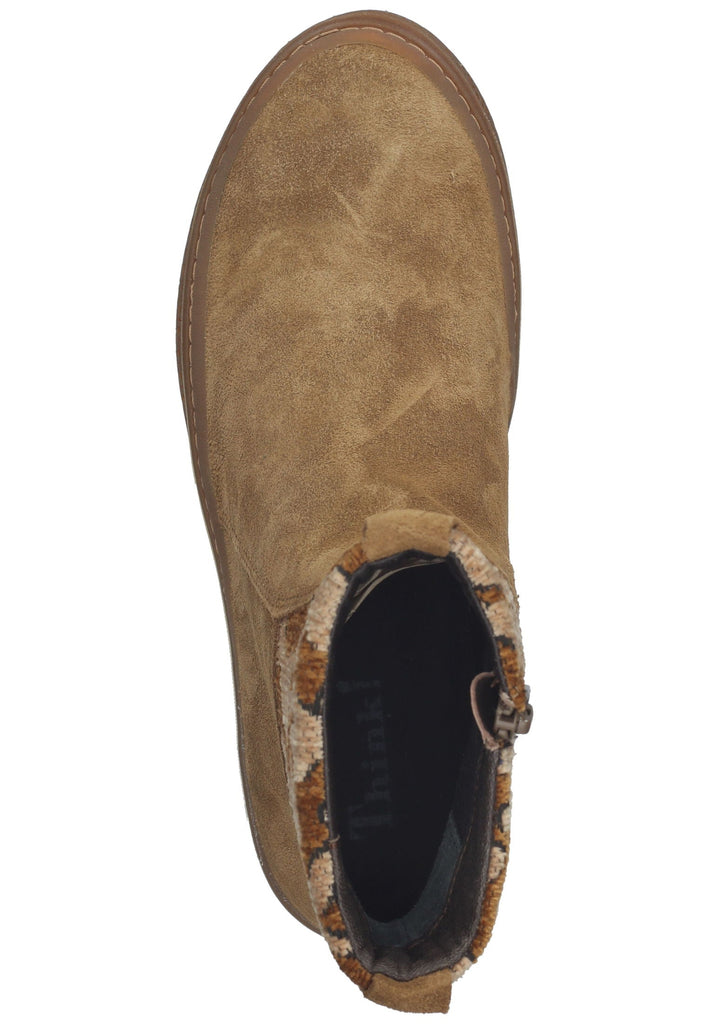 Think! Stiefelette Veloursleder/Synthetik Braun