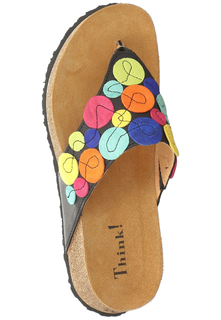 Think! Zehensteg Leder/Textil Schwarz Multi