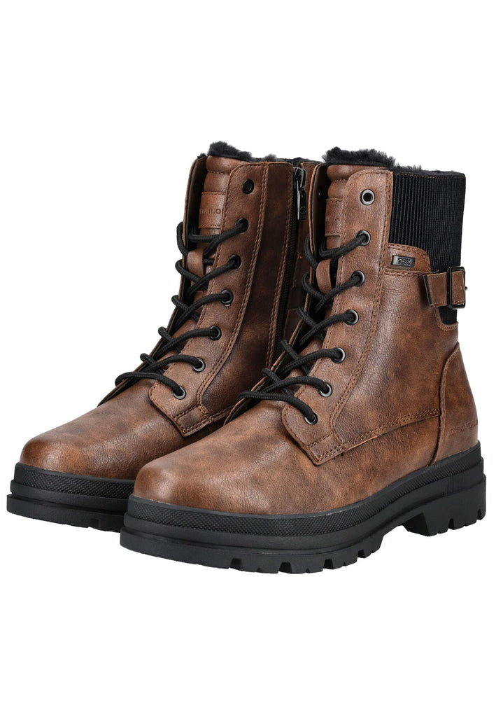 Tom Tailor Stiefelette Lederimitat Braun Warmfutter