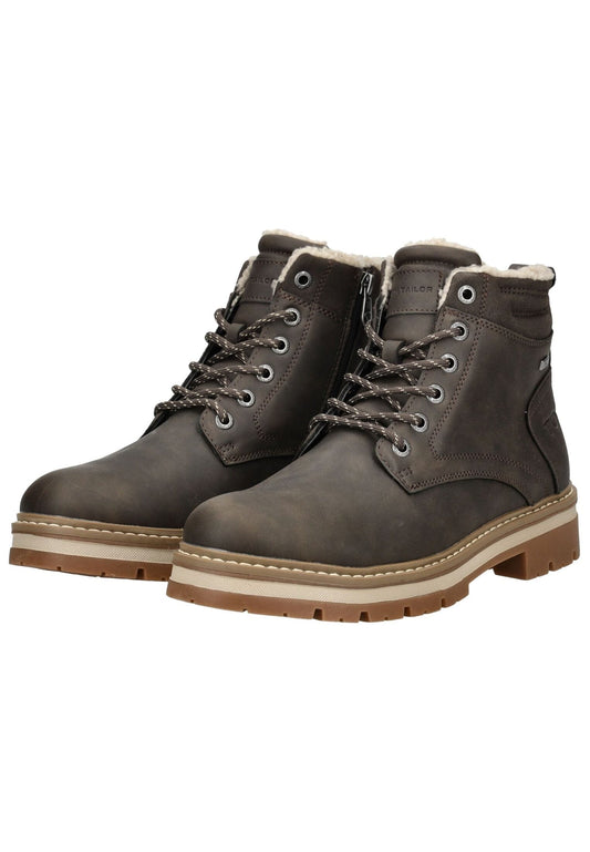 Tom Tailor Stiefelette Lederimitat Mokka Warmfutter