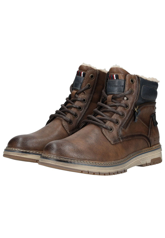 Tom Tailor Stiefelette Lederimitat Mokka Warmfutter