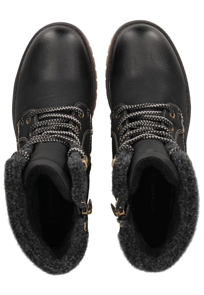 Tom Tailor Stiefelette Lederimitat Schwarz Warmfutter