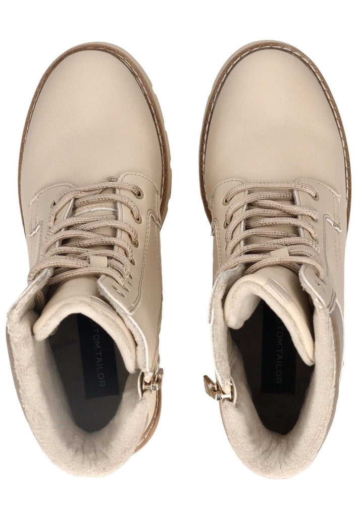 Tom Tailor Stiefelette Lederimitat/Textil Beige Warmfutter