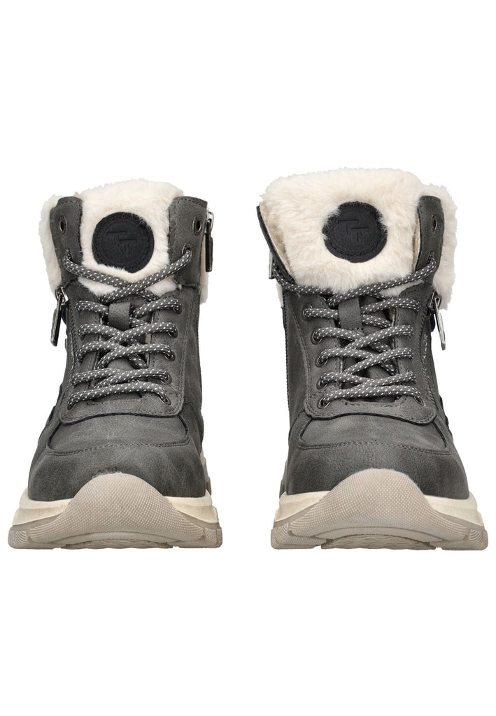 Tom Tailor Stiefelette Lederimitat/Textil Coal Warmfutter